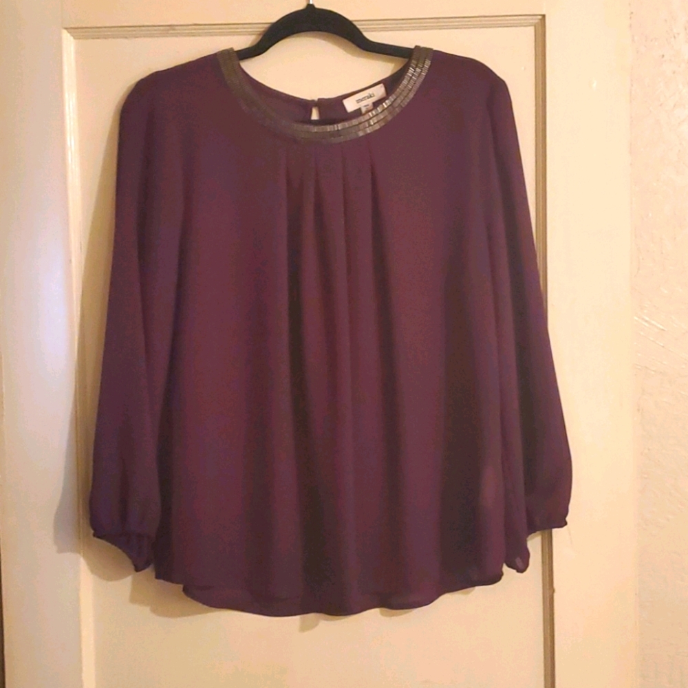 Deep Purple Blouse w/ Gun Metal Detail!!!